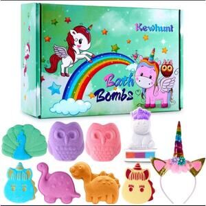 Kids Bath Bombs Set – Fun Shapes & Fresh Scents – Unicorn, Dinosaur, Owl